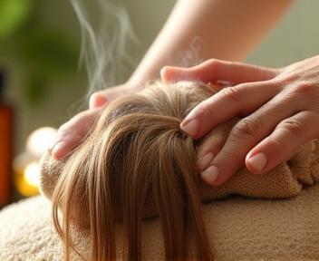 Soin capillaire avec serviette chaude et huiles naturelles